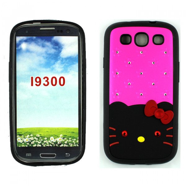 Wholesale Samsung Galaxy S3 Diamond Kitty Case (Hot Pink)